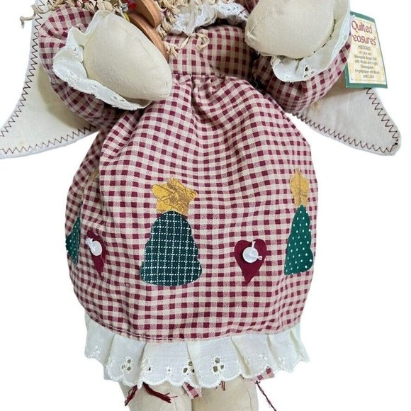 Quilted Treasures Angel Doll Christmas 16" Moveable Patchwork Music Light Works - Picture 4 of 15